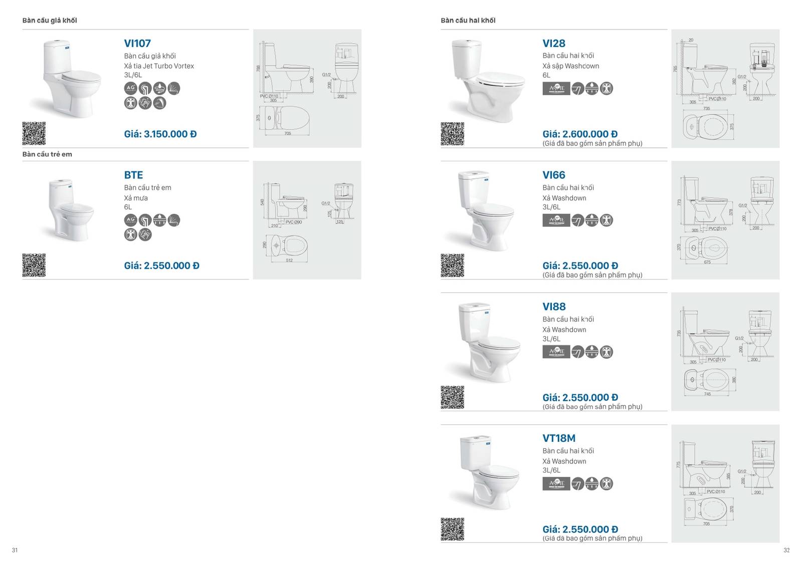 Catalogue và Bảng giá Thiết bị vệ sinh VIGLACERA mới nhất 2025 /Page 16